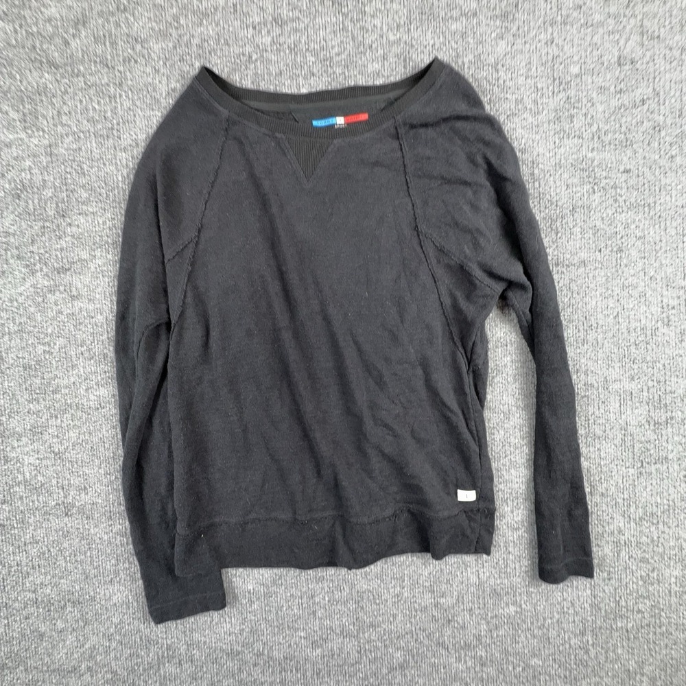 Tommy Hilfiger Sport Sweatshirt Womens Small Black Raglan Crewneck Pullover